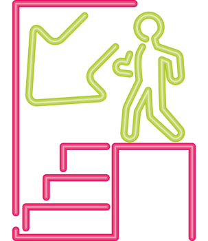 down stairs informative signal neon light png
