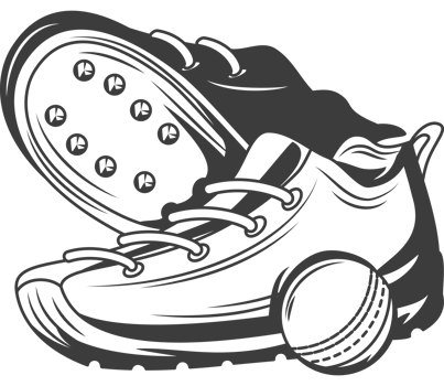 cricket sport ball and shoes sketch style png