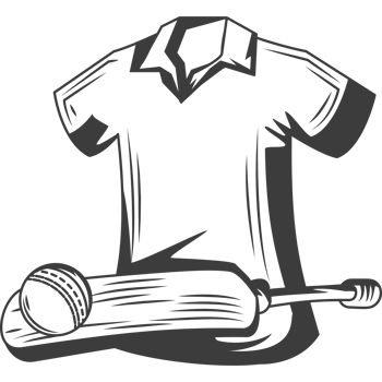 cricket sport shirt with ball and bat sketch png