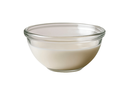 Clear bowl filled with fresh milk ready for cooking png