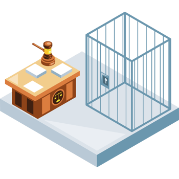 judge desk and jail isometric png