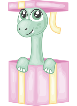cute dinosaur in birthday gift png