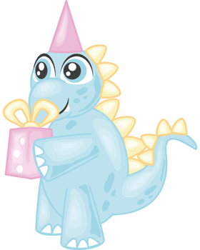 dinosaur holding gift birthday png