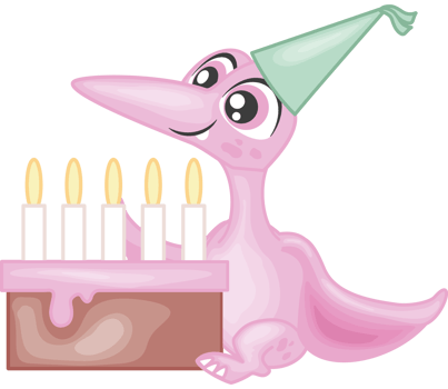 dino with birthday cake png