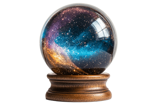 Beautiful galaxy crystal ball with wooden base display png