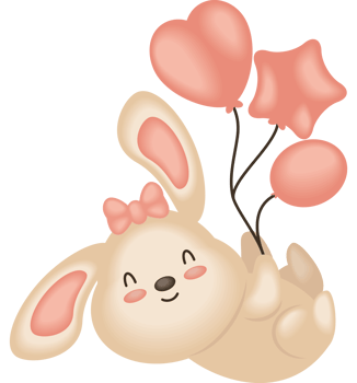 baby shower bunny with balloons png