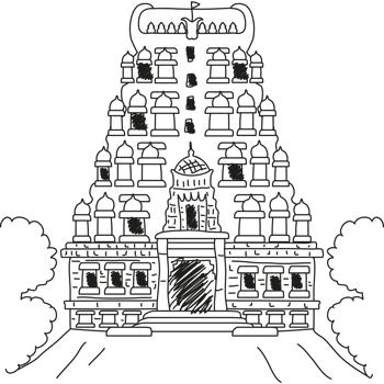 tirumala temple sketch style png