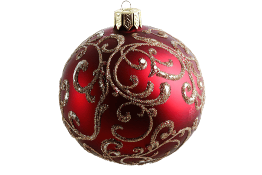 Elegant red Christmas ornament with gold design png