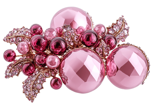 Elegant pink brooch adorned with sparkling stones png
