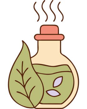 Herbal essential oil bottle spa therapy icon png