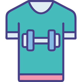 Gym tshirt with dumbbells fitness training icon png