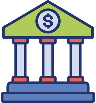 Financial crisis bank with dollar sign icon png