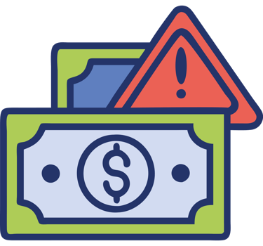 Financial crisis warning over money icon png