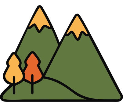 Camping mountains with trees icon png