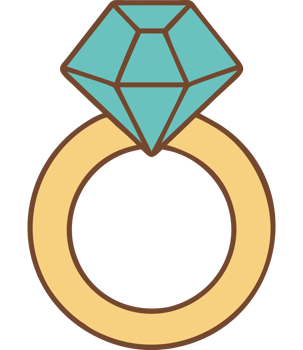 Wedding engagement ring with diamond icon png
