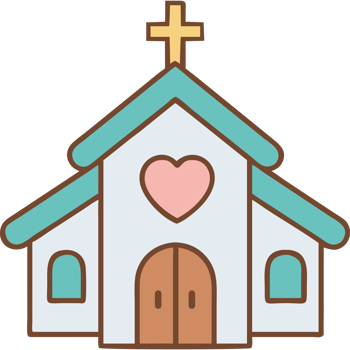 Wedding chapel and heart details png