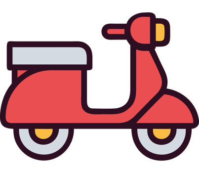 Italian red scooter with retro design png