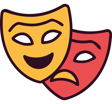 Italian comedy and tragedy theater masks png
