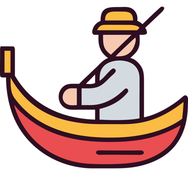 Italian gondola with gondolier png