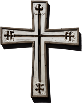 Vintage Christian Cross with Ornate Carvings. . png