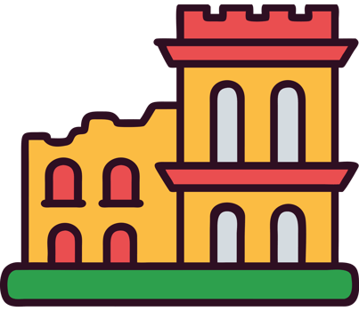 Italian historic fortress with red bricks png