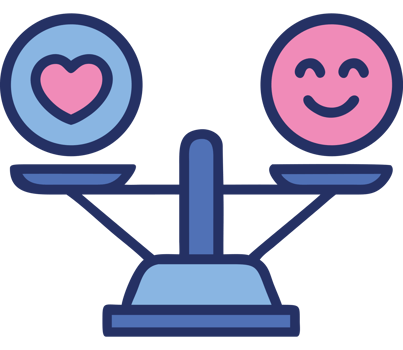 Psychiatry scale with heart and smile icon png