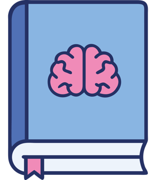 Psychiatry book with brain symbol on cover png