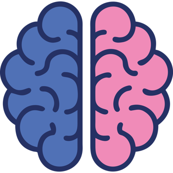Psychiatry brain split into two hemispheres png