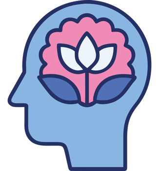 Psychiatry head with lotus flower inside png