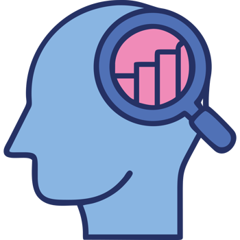 Psychiatry head with magnifying glass icon png