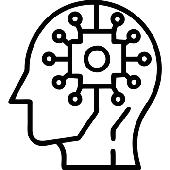 AI head with digital network icon png