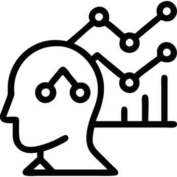 AI data analysis with chart icon png
