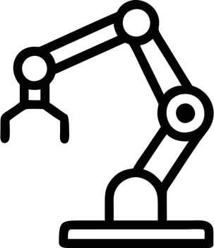 AI robotic arm with circuits icon png