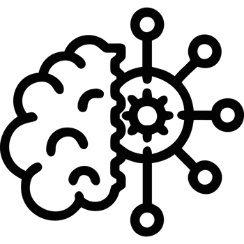 AI brain with cluster network icon png