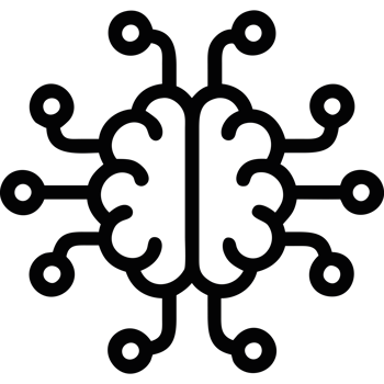 AI neural network with digital nodes icon png