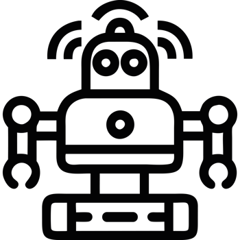 AI robot with mechanical arms icon png