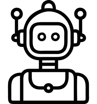 AI humanoid robot head icon png