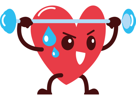Healthy heart lifting dumbbells icon png