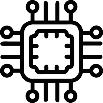 AI microchip with circuits icon png