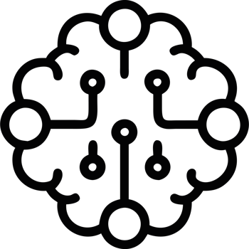 AI brain with circuit connections icon png
