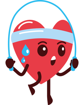 Healthy heart jumping rope icon png