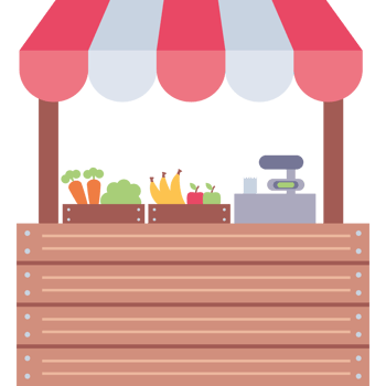 Local market stand with canopy icon png
