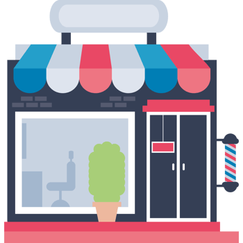 Local barber shop with awning icon png