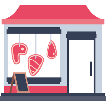 Local meat shop with window display icon png