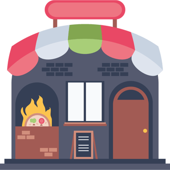 Local restaurant with cozy facade icon png