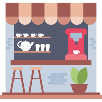 Local coffee shop with outdoor seating icon png