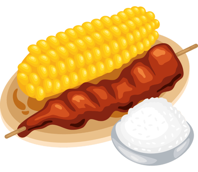 BBQ skewers with corn and sauce icon png