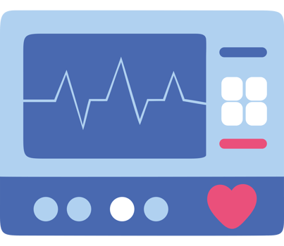 Heart monitor with ECG icon png