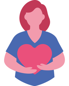Woman holding a heart icon png