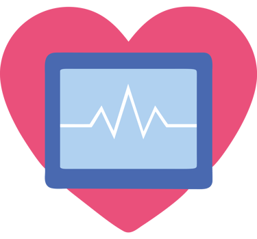 Heart with monitor display icon png